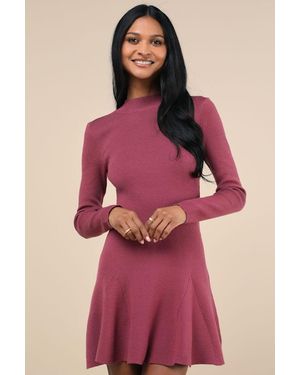 Lulus Adorable Intentions Mock Neck A-Line Mini Jumper Dress - Red