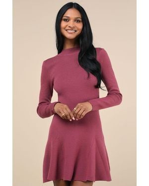 Lulus Adorable Intentions Mock Neck A-Line Mini Jumper Dress - Red