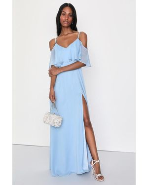 Cold shoulder light blue dress discount