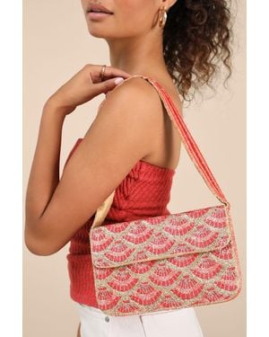 Lulus Pania And Seashell Beaded Shoulder Bag - Red