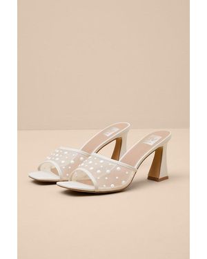 Dolce Vita Yossi Pearl Mesh High Heel Slide Sandals - Natural