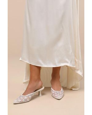 Dolce Vita Clara Pearl True Daisy Mesh Kitten Heel Mule Pumps - Natural