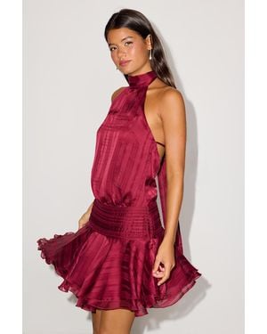 Lulus Cass Striped Satin Drop Waist Mini Dress - Red