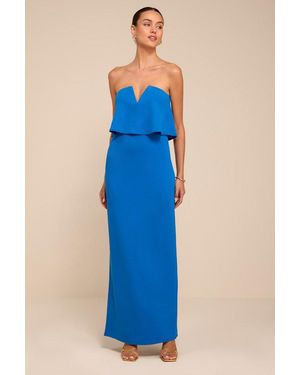 Lulus Lyanna Bright Strapless Column Maxi Dress - Blue