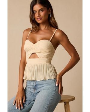 Lulus Toluca Cream Pleated Lace-Up Cami Top - Blue