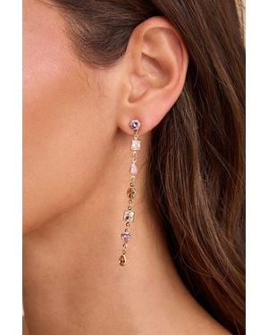 Lulus Kemi Multi Rhinestone Drop Earrings - Brown