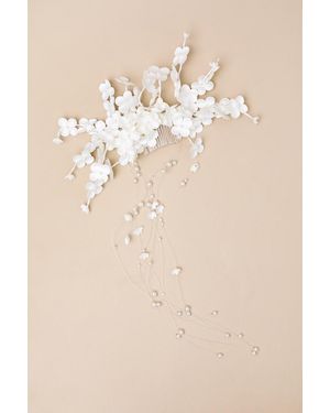 Lulus Jesper Flower Beaded Hair Comb - Natural