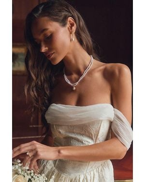 Lulus Kasey Pearl Layered Charm Necklace - Natural