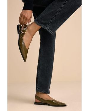 Steve Madden Shay Leather Pointed-Toe Slingback Flats - Natural