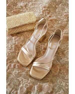 Lulus Antinea Metallic Platform Ankle Strap High Heel Sandals - Natural