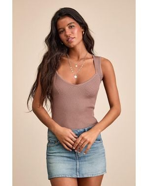 Lulus Sella Ribbed Sleeveless Jumper Knit Bodysuit - Blue