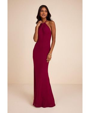 Lulus Adriel Mesh Halter Mermaid Maxi Dress - Red