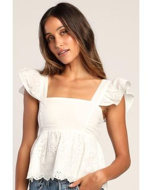 Lulus Always Your Baby Eyelet Babydoll Top - White