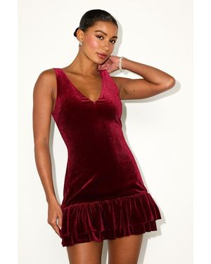 Lulus Medina Velvet Tiered Drop Waist Mini Dress