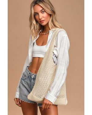 Lulus Vacay Bound Cream Crochet Tote Bag - Natural