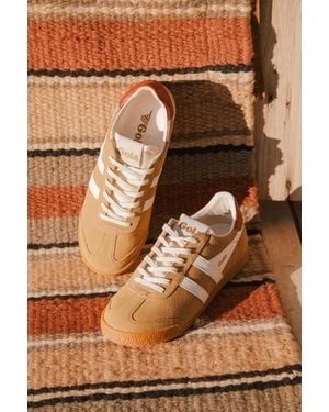 Gola Elan Caramel Colour Block Suede Leather Trainers - Brown