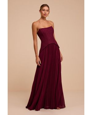 Lulus Olivia Strapless Bustier Maxi Dress - Red