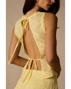 Lulus Dessie Embroidered Tie-Back Tank Top - Natural
