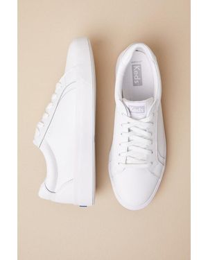Keds Pursuit Leather Lace-Up Trainers - Natural