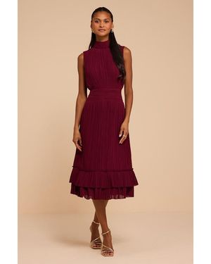 Lulus Alvana Plisse Sleeveless Midi Dress - Purple