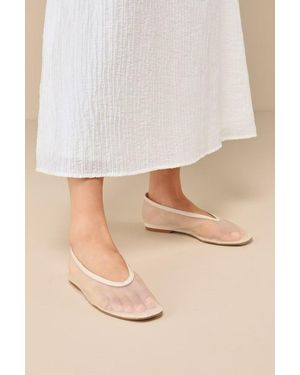 Lulus Aldan Sheer Mesh Ballet Flats - Natural