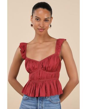 Lulus Sanne Flutter Sleeve Tank Top - Red