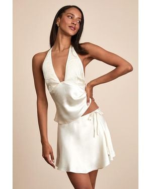 Nia Nicolas Satin Wrap Mini Skirt - Natural