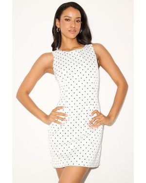 Lulus Elevated Appearance Polka Dot Satin Open Back Mini Dress - White