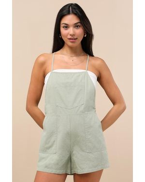 Lulus Easygoing Short Overall Romper - Green