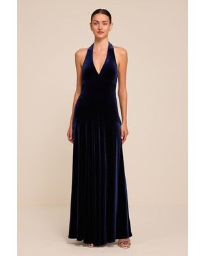 Lulus Kate Velvet Halter Maxi Dress - Blue