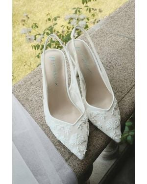 Betsey Johnson Nikki Beaded Embroidered Slingback Court Shoes - Natural