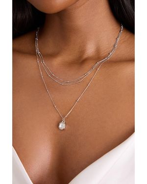 Lulus Mony Beaded Pendant Layered Necklace - Natural