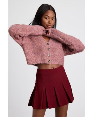Lulus Alyne Knit Mid-Rise Pleated Mini Skirt - Red