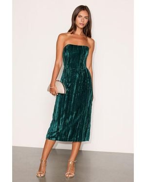 Lulus Elenita Velvet Strapless Midi Dress - Green