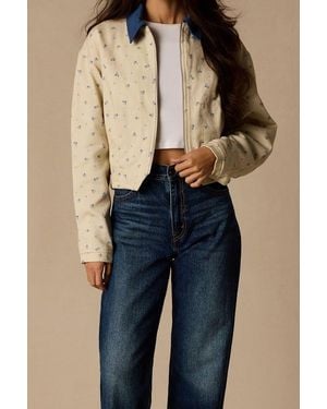 Lulus Pomelina Cream Floral Twill Collared Jacket - Natural