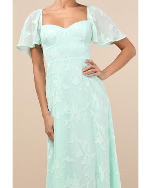 Lulus Tailor Made For You Jacquard Lace-Up Maxi Dress - Green