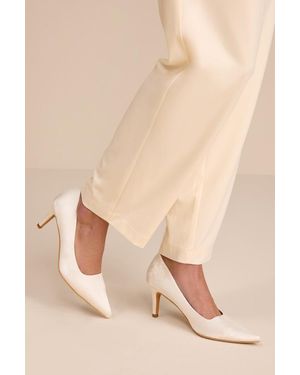 Lulus Salone Satin Jacquard Pointed-Toe Pumps - Natural