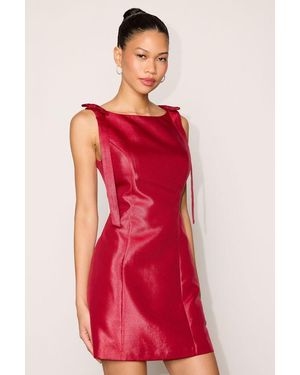 Lulus Kingsley Satin Bow Shift Mini Dress - Red