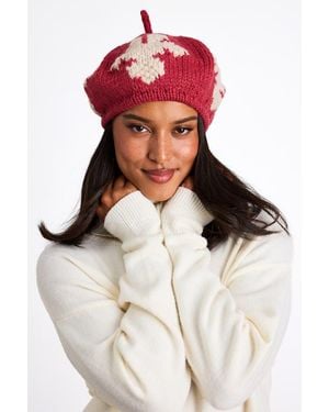 Lulus Charis Leaf Knitted Beret - Red