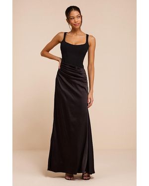 Lulus Irene Mixed Media Bustier Maxi Dress - Black