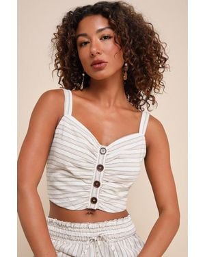 Lulus Endless Leisure Multi Striped Cropped Sleeveless Top - White