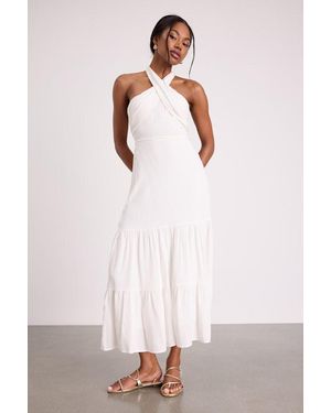 Lulus Always Eye-Catching Tiered Halter Midi Dress - Pink