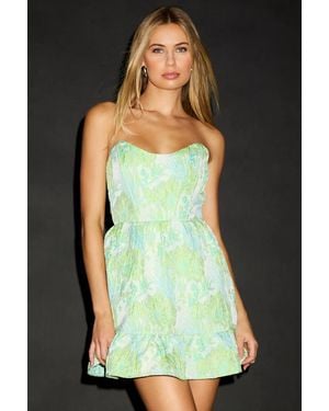 Lulus Atlia Lime Jacquard Bustier Mini Dress - Green