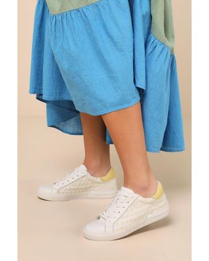 Dolce Vita Zina Floral Embroidered Mesh Trainers - Natural