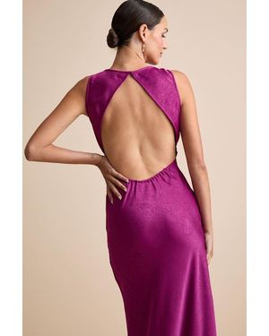 Lulus Alisha Crinkle Satin Backless Maxi Dress - Purple