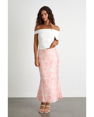Lulus Lynelle Floral Textured Midi Skirt - Pink