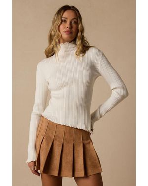 Lulus Toledo Suede Pleated Mini Skirt - Natural