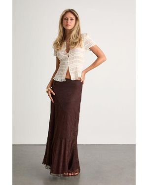 Lulus Coralia Dark Seamed Lace Maxi Skirt - Brown