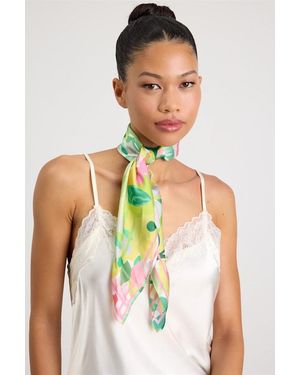 Lulus Samaria Multi Floral Satin Scarf - Green