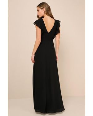 Lulus Majestic Glam Black ウェディング ハイロー マキシドレス Lulus Majestic Glam Strapless Textured High-Low Maxi Dress